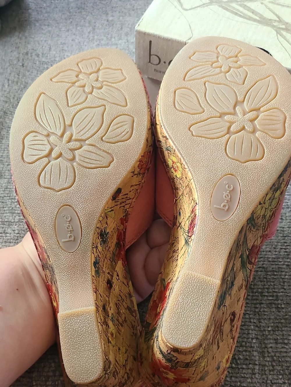 b.o.c. Pink Cork Wedge Slide Sandals with Buckle SIZE 9